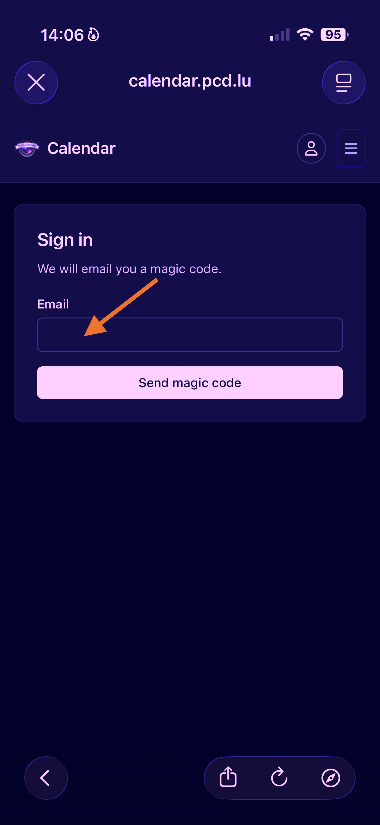 Sign-in form asking for email address